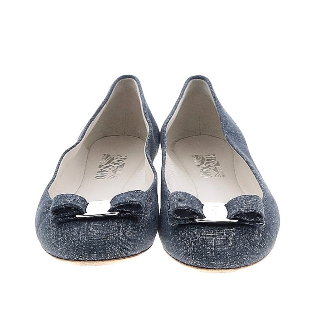 Blue Ferragamo ballet flats